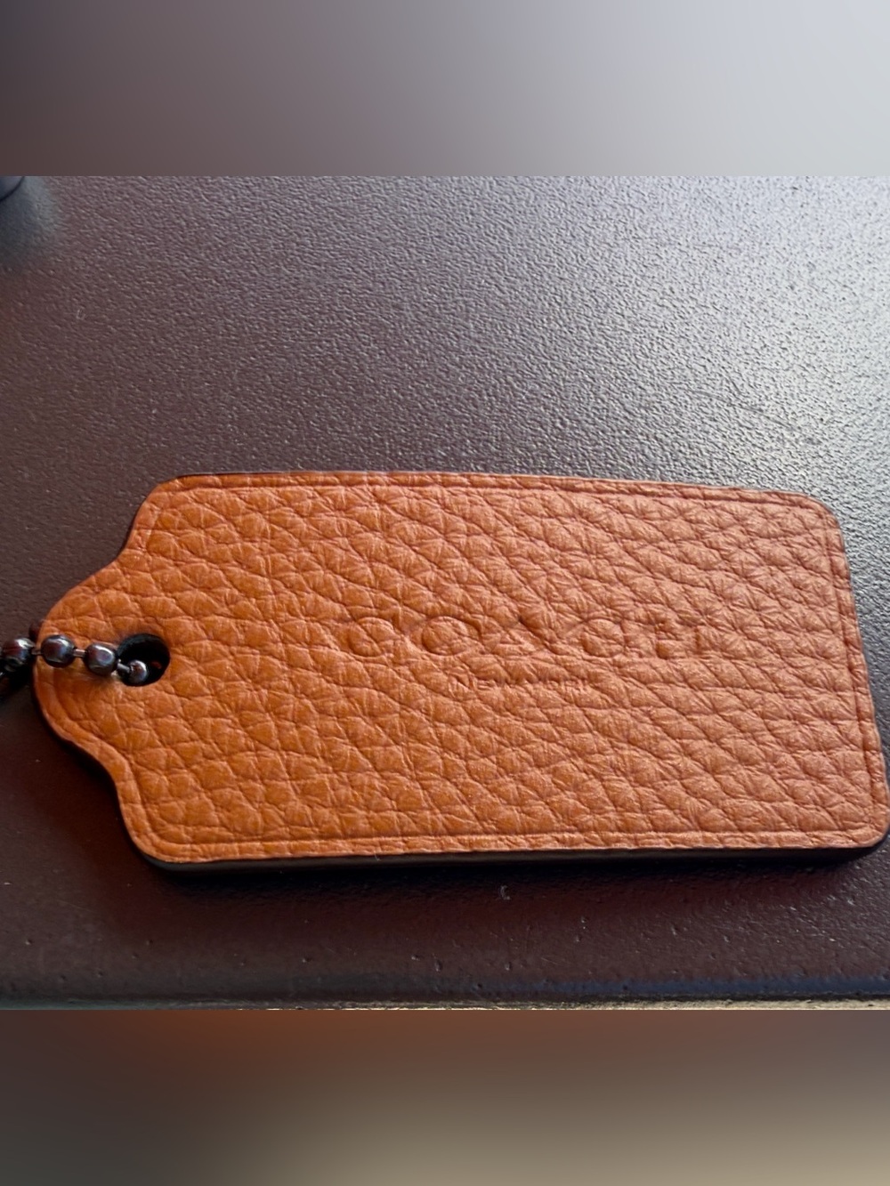 Coach Leather Tag - Cognac Brown